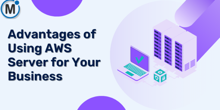 AWS server advantages concept with icons representing scalability, reliability, and cost-efficiency