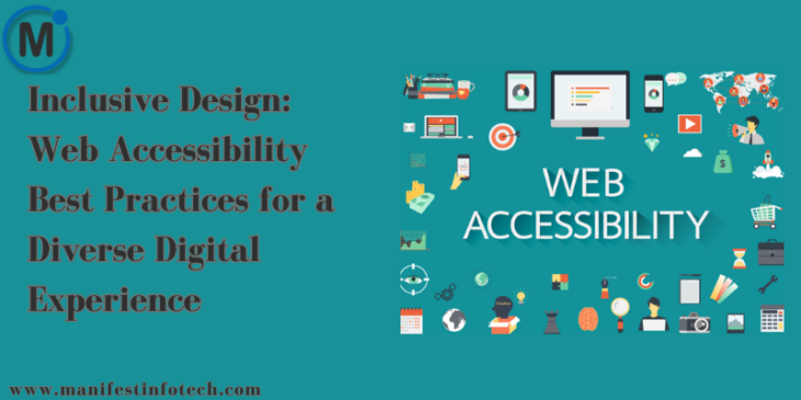 An overview of web accessibility best practices, highlighting inclusive design for a diverse digital experience, with visual elements such as accessible website features and diverse users