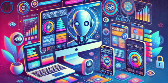 Illustration highlighting the latest web development trends for 2024, including AI integration, PWAs, and enhanced cybersecurity