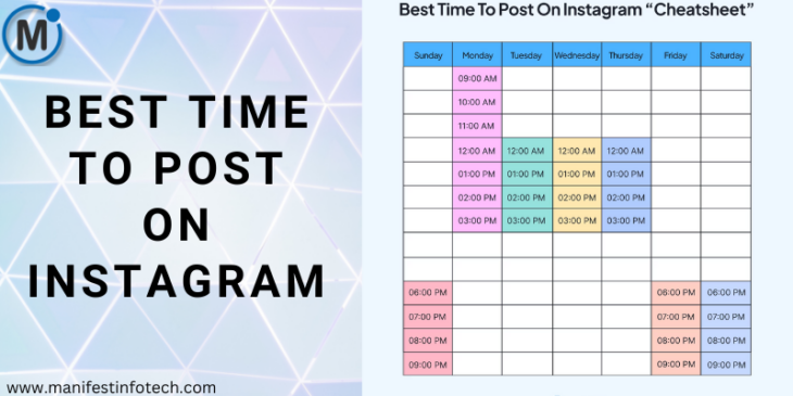 A smartphone displaying an Instagram feed with a clock, representing the best posting times for engagement