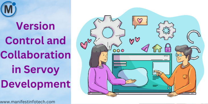 Version control and collaboration in Servoy development, featuring code commits, team collaboration, and version tracking tools