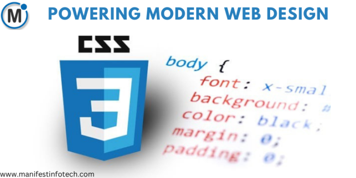 CSS logo with code snippet and the text "Powering Modern Web Design.