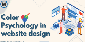 Color psychology in website design with examples of how colors influence user emotions and behavior