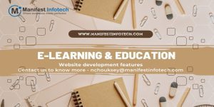 Websites for education and e-learning features with items like a book, pencil, rubber, and clips, symbolizing learning tools