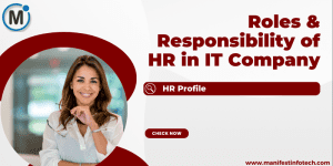 HR professional with a smiling face, representing the roles and responsibilities in an IT company