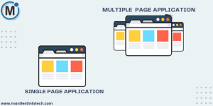 Comparison between Single Page Application (SPA) and Multiple Page Application (MPA), showing a single page on one screen and multiple pages on another