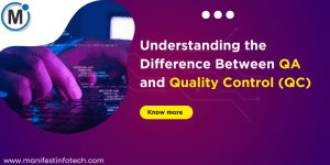 Comparison of QA (Quality Assurance) and QC (Quality Control) with icons representing processes and product inspection