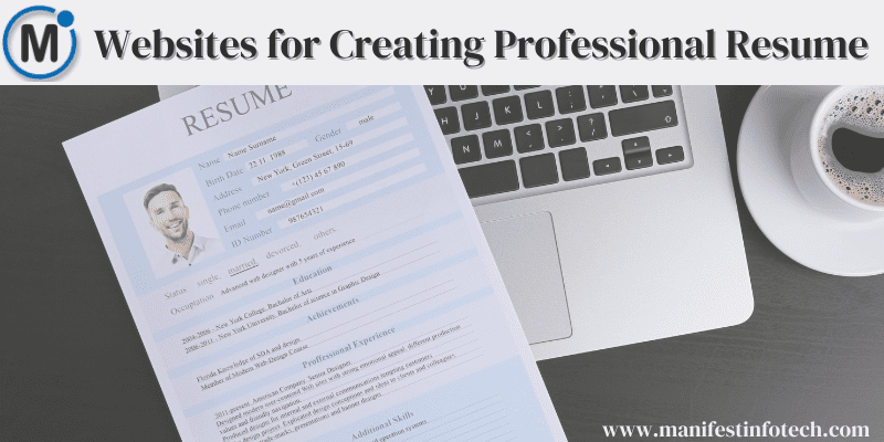 Websites for creating professional resumes with a laptop and a sample resume displayed on the screen