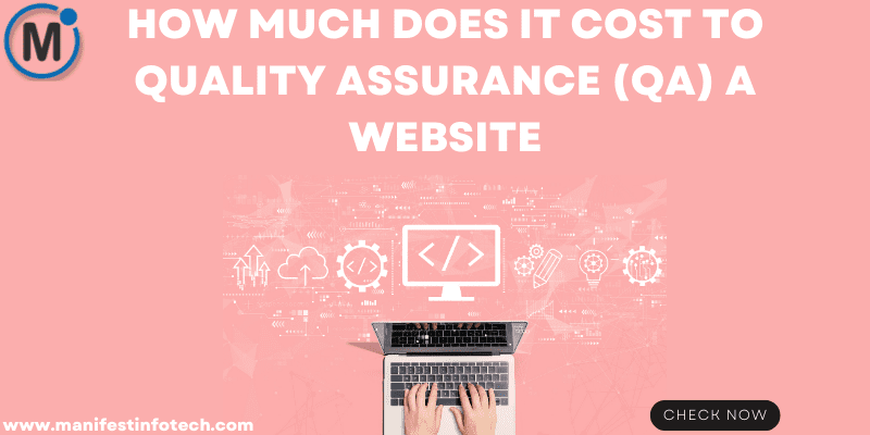 Cost estimation for quality assurance (QA) of a website, showing a computer and a website mockup