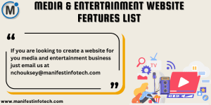 List of key features for media and entertainment websites, including video streaming, news feeds, and user engagement options