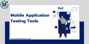Mobile application testing tools displayed on a mobile screen held by a boy, showing different apps