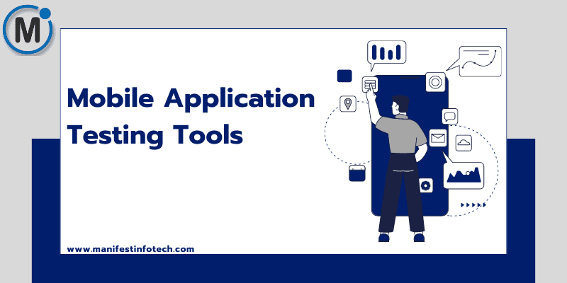 Mobile application testing tools displayed on a mobile screen held by a boy, showing different apps
