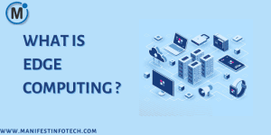 An illustration representing edge computing with interconnected devices processing data closer to the source.