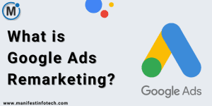 An image explaining Google Ads remarketing, showing a user being followed by targeted ads after visiting a website.