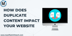 An illustration of a website page with duplicate content highlighted, showing its potential impact on search engine rankings.