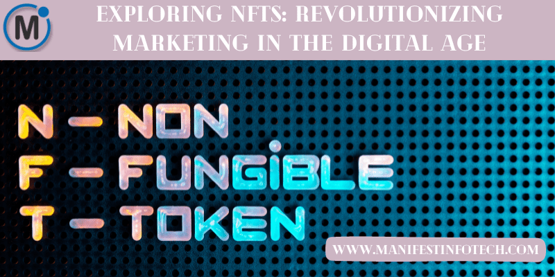 An illustration showcasing NFTs as a game-changer in digital marketing, highlighting unique assets, blockchain integration, and innovative branding strategies