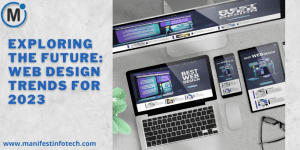 An illustration showcasing futuristic web design trends for 2023 with modern user interface elements.