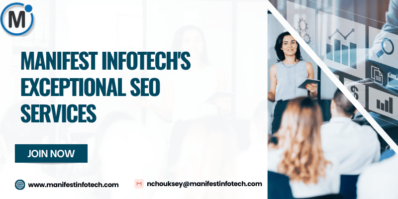 An illustration showcasing Manifest Infotech's exceptional SEO services, focusing on keyword optimization, rankings, and improved search engine visibility.