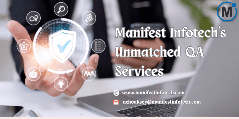 An illustration representing Manifest Infotech's unmatched QA services, highlighting quality assurance testing, bug detection, and performance optimization