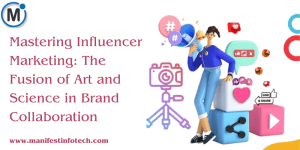 Visual representation of influencer marketing, featuring a handshake, social media icons, and graphs symbolizing brand collaboration and strategy