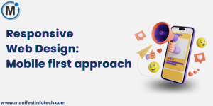 Illustration showing a mobile-first approach in responsive web design with various screen sizes.