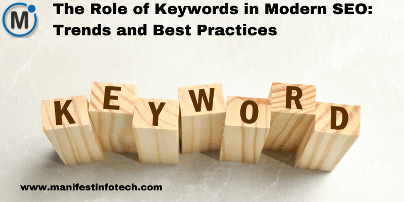 An illustration emphasizing the role of keywords in modern SEO, featuring keyword research, trends, and best practices for improved search rankings