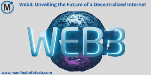 An exploration of Web3 technologies, symbolizing the future of a decentralized internet with blockchain and cryptocurrency elements.