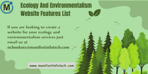 Features of an ecology and environmentalism website, highlighting sustainability initiatives and educational resources.