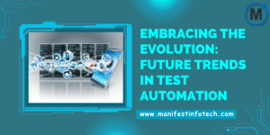 Infographic showcasing future trends in test automation, including AI integration, continuous testing, and intelligent test scripts