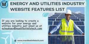 Features of an energy and utilities industry website, highlighting energy solutions and utility services.