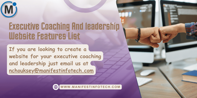 Features of an executive coaching and leadership website, focusing on leadership development and coaching services.
