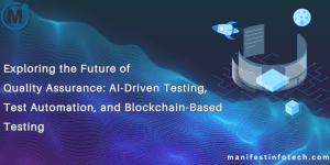 An illustration of AI-driven testing, test automation, and blockchain-based testing, representing the future of quality assurance