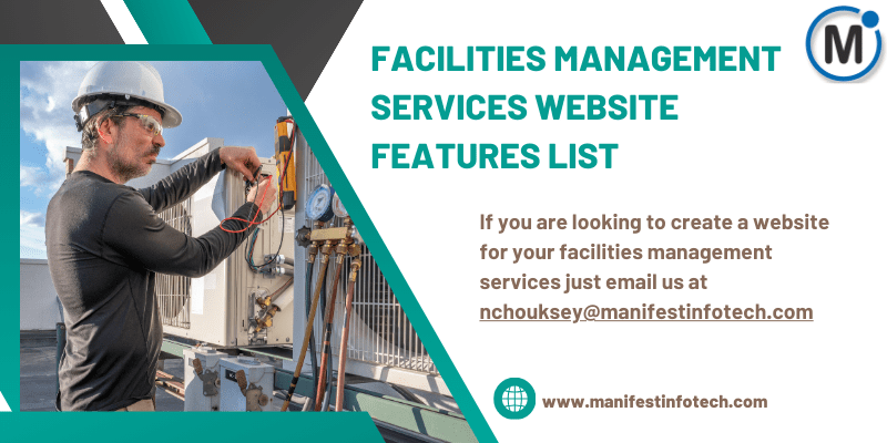 Features of a facilities management services website, focusing on maintenance and operational solutions