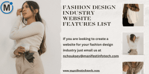 Features of a fashion design industry website, showcasing creativity and collections