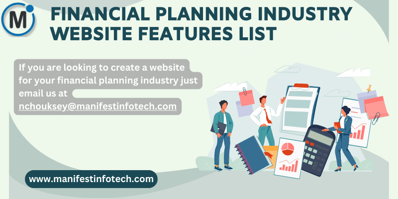 Features of a financial planning industry website, emphasizing financial advisory services and tools