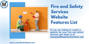 Features of a fire and safety services website, focusing on safety equipment and emergency response solutions
