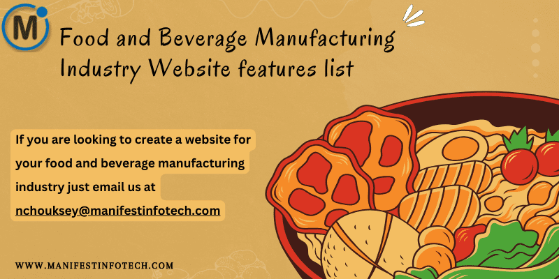 Features of a food and beverage manufacturing industry website, emphasizing production and quality assurance
