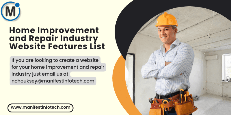 Features of a home improvement and repair industry website, highlighting services and project galleries