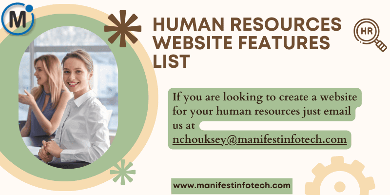 Features of a human resources website, focusing on HR services and employee management tools