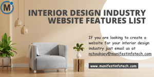 Features of an interior design industry website, emphasizing creativity and project showcases