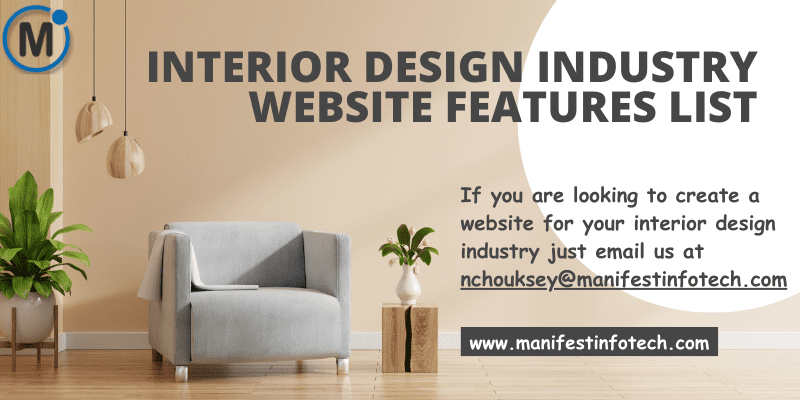 Features of an interior design industry website, emphasizing creativity and project showcases