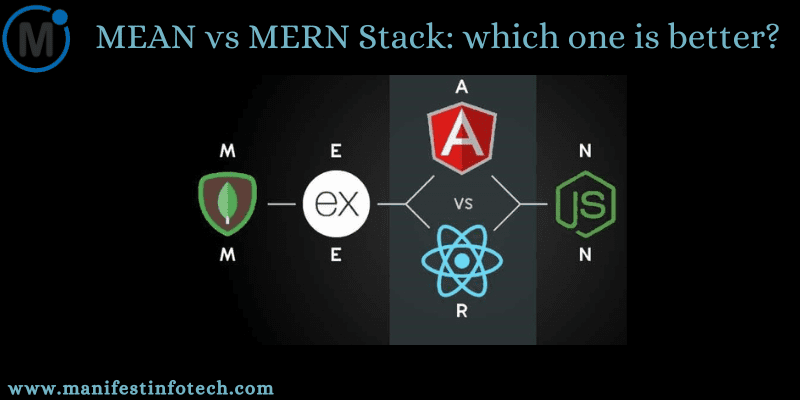 Comparison of MEAN vs MERN stack, highlighting key differences in technology, flexibility, and use cases for web development