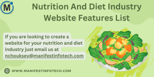 Features of a nutrition and diet industry website, focusing on healthy eating and personalized diet plans