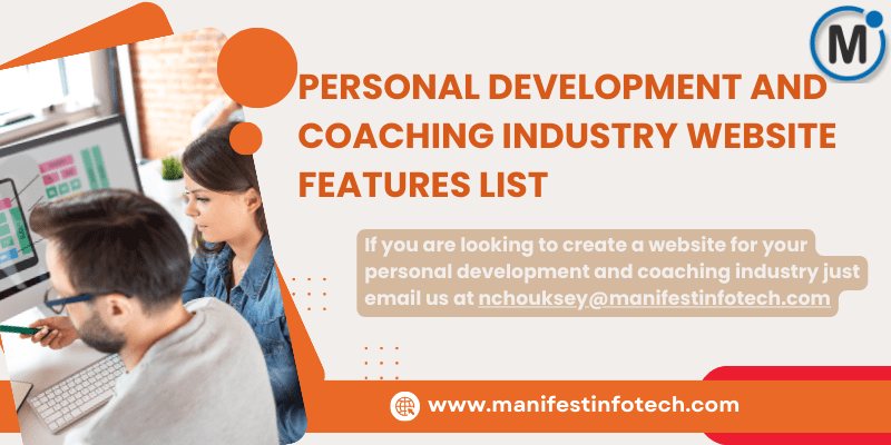 Features of a personal development and coaching industry website, focusing on growth and self-improvement services.