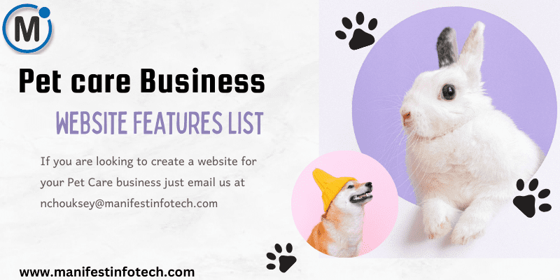 A puppy and a rabbit, representing the features of a pet care industry website