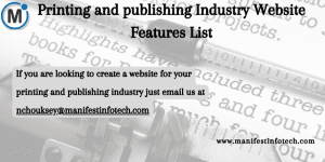 Essential features of a printing and publishing industry website, highlighting creative and professional services.