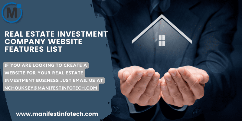 Features of a real estate investment company website, showcasing property investment opportunities.
