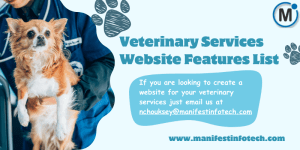 Features of a veterinary services website, focusing on pet care and medical services.