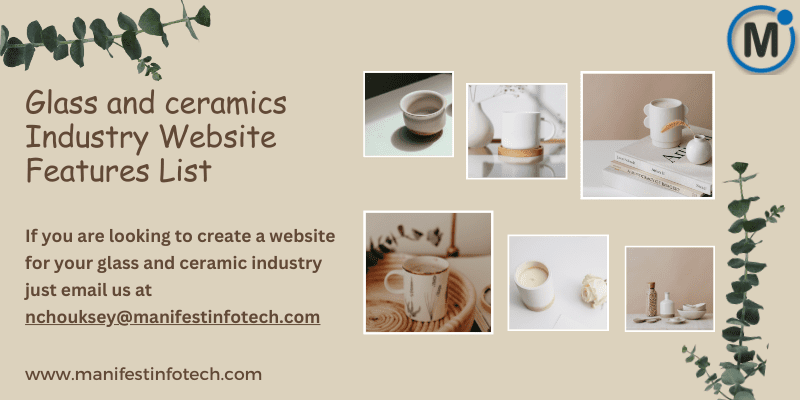 Features of a glass and ceramic industry website, highlighting craftsmanship and product showcases