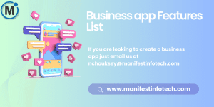 Infographic showing key features of a business app, including task management, analytics, and team collaboration tools